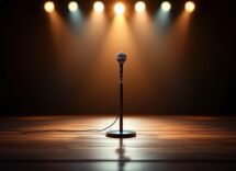 Angelo Duro in un momento comico sul palco